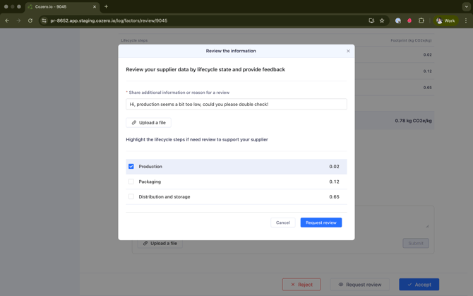 Re-submitting data after rejection from a customer